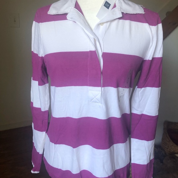NWT Small Gap Purple and White Rugby Shirt - Picture 1 of 7